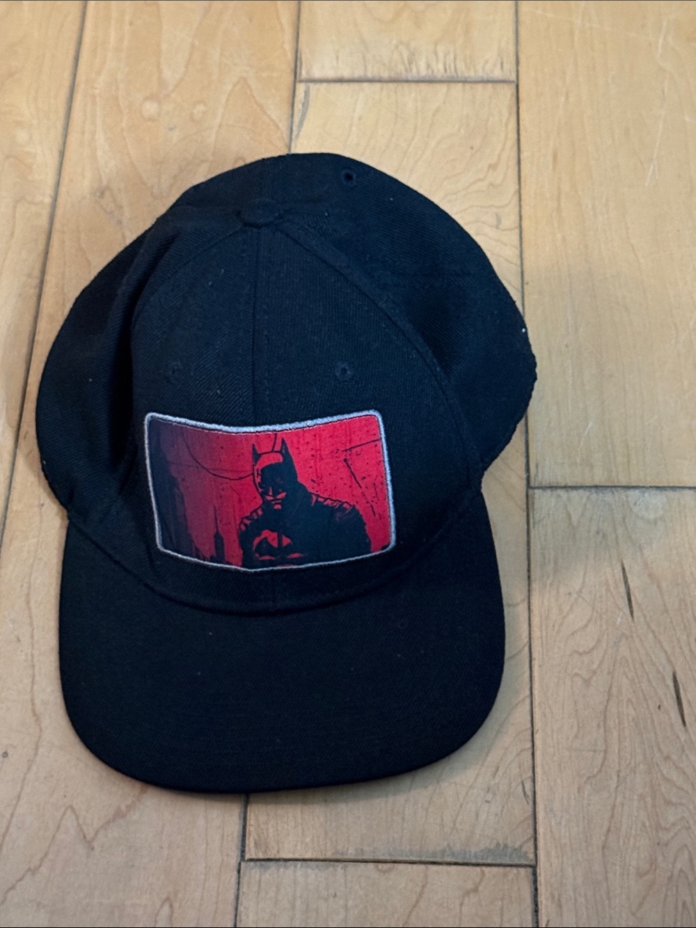Batman Black Snapback Hat with Red Patch